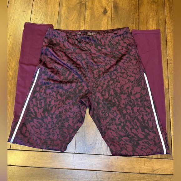 Athletic works Burgundy Tight with sheer panels on calves. - Picture 2 of 6